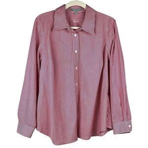 Foxcroft Wrinkle Free Shaped Fit Striped Button Down Blouse 14W